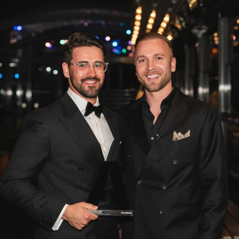 Ben Hughes and the Web Design Essex team receiving a business excellence award in 2025 for outstanding client results